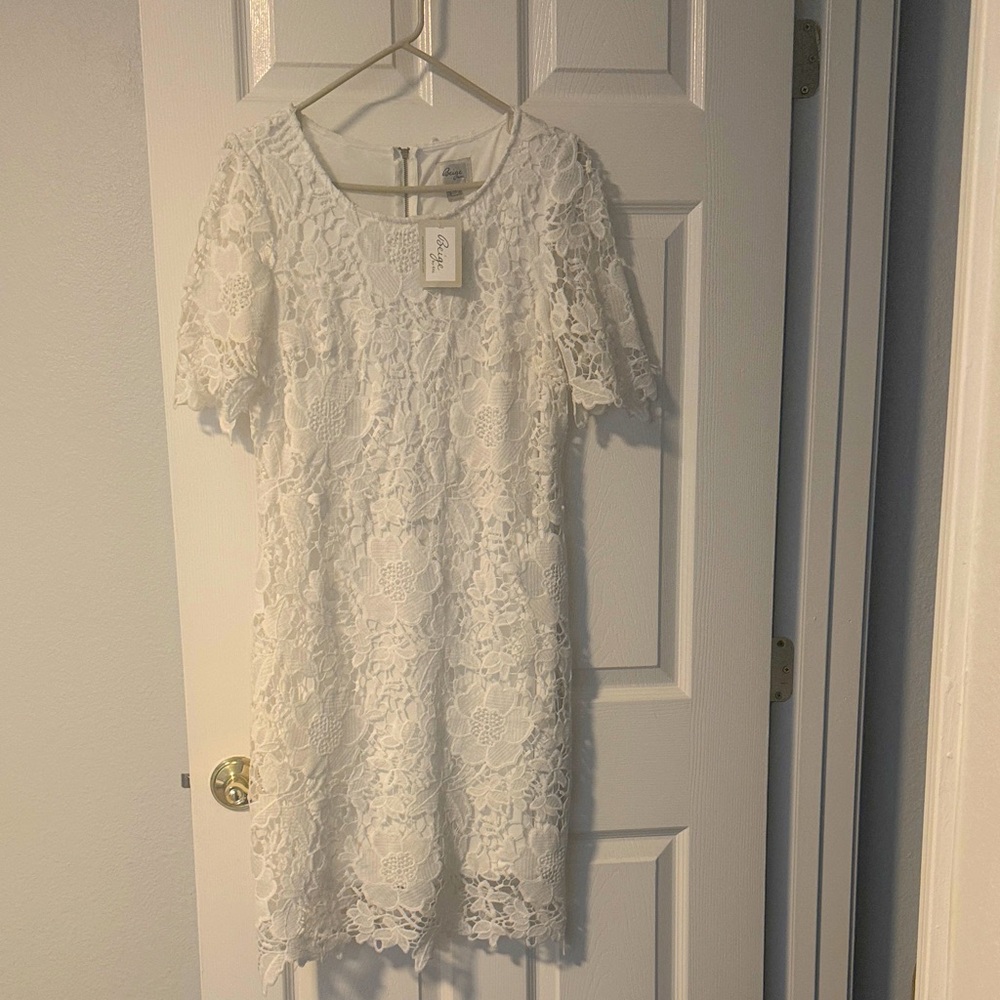Beige by eci White Lace Midi Dress